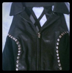 Black leather halter top